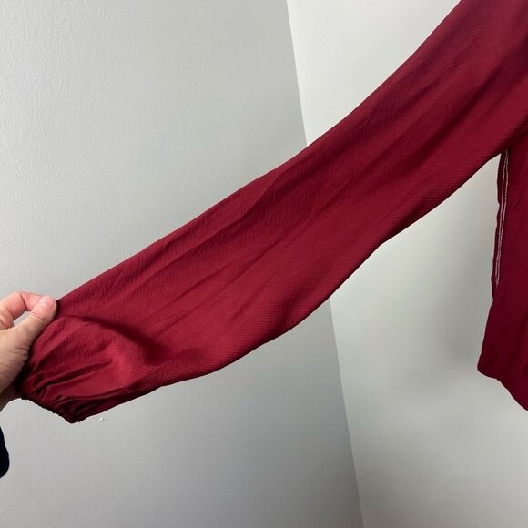 Revolve Tularosa Heather Blouse Burgundy Red Ruffle Womens Size Small Bohemian S - Picture 7 of 15